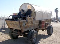 Horseless covered wagon