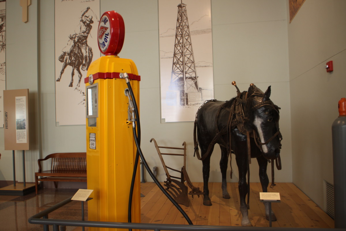 Horse and gas pump exhibit