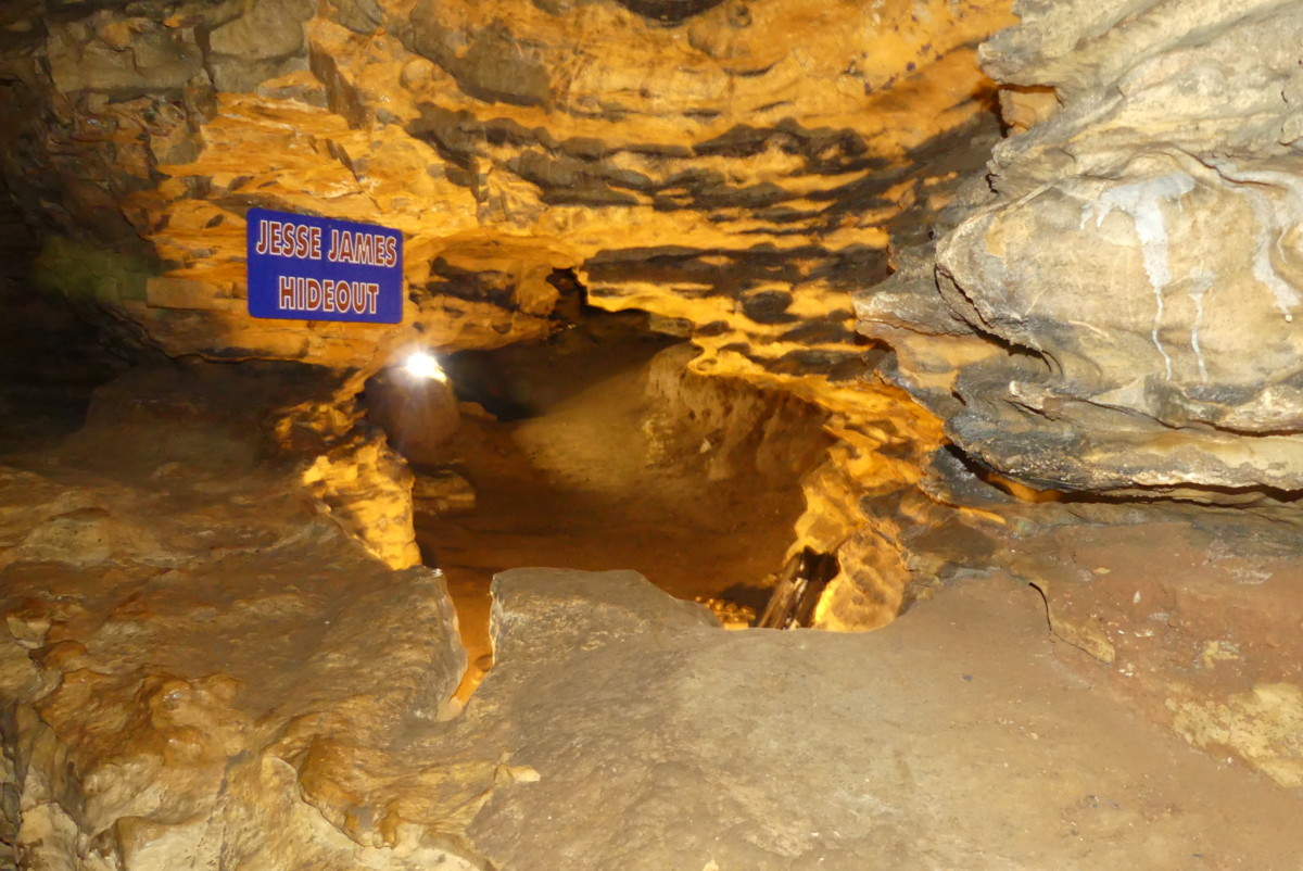 Place in cave where Jesse James hid.