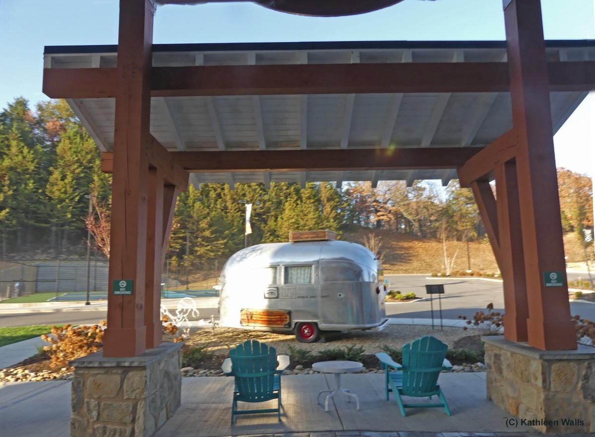 Little Airstream in front of Margaritaville lodge