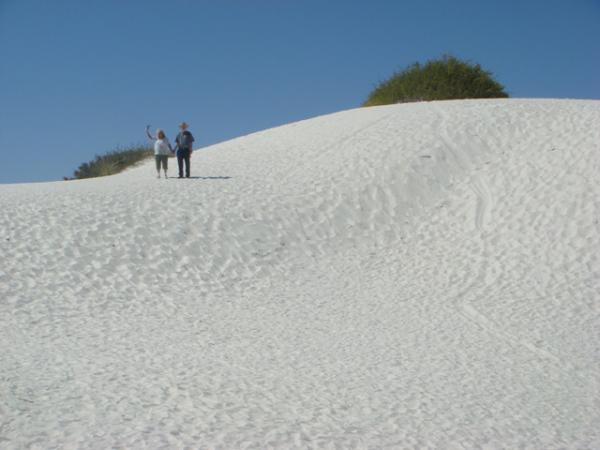 The dunes of White Sands National Monument are vast and large. Here's a little perspective using my folks of how big just one of the dunes are. This was part of the 1-mile nature trail.