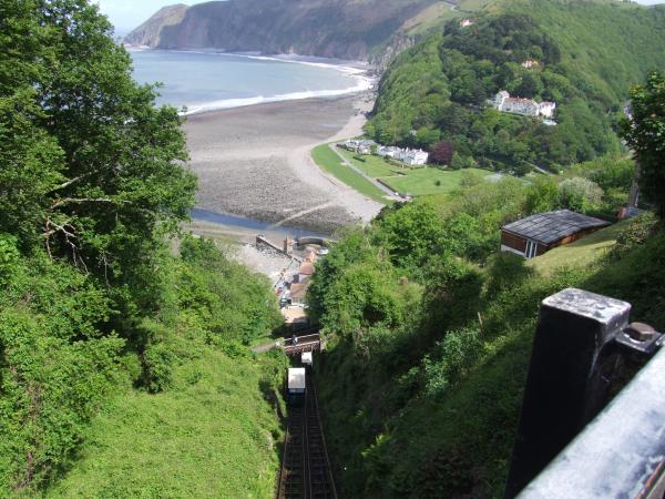 The view from the top of the cliff railway. The railway has been joining the two villages since 1888.