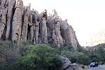 This photo is a little washed out, but it's the only one with the van that gives a perspective of how big the columns are in Chiricahua National...