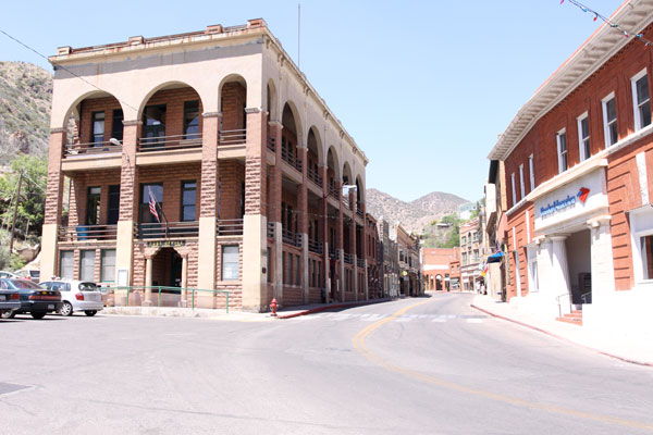 The old buildings of Bisbee, AZ made up the downtown area.