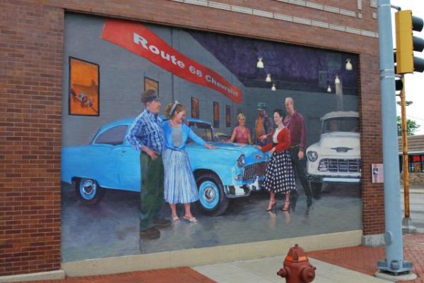 This picture of the Chevy Dealership mural was taken from N. Chicago St. in downtown Joliet, IL.