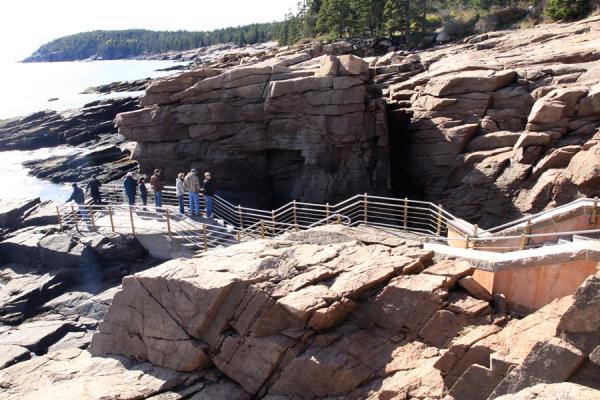Thunder Hole, found in Acadia National Park, was quiet today. No ferocious storms were forcing their waves into the little crevice.