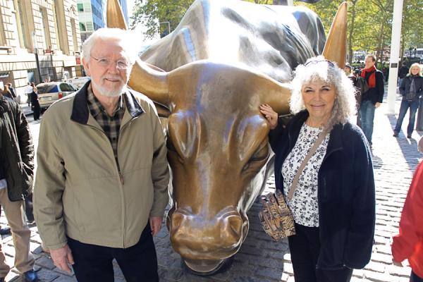We found the charging bull located off Wall Street in Lower Manhattan, New York, NY.