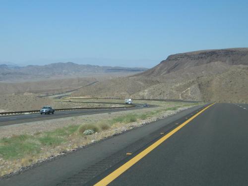 US-93 between Kingman and Hoover Dam was mostly straight, but we found some welcomed curves as the approached Nevada.