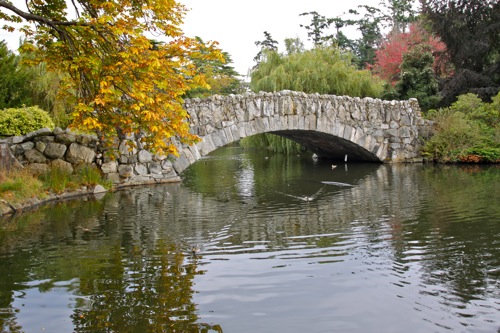 A bridge in Beacon Hill Park at the southern end of Victoria, BC