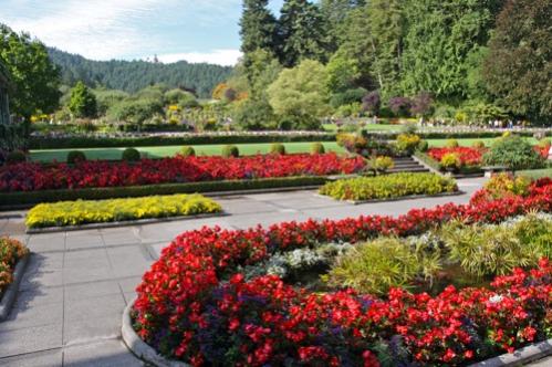 A wide shot of the different places at Butchard Gardens in BC, Canada