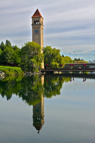 The clock tower at Riverfront park in Spokane, WA