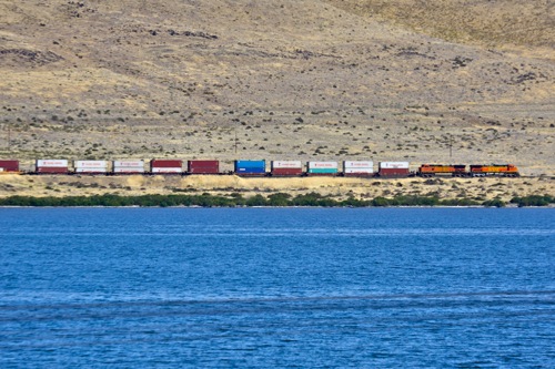 Trains are frequent along the Columbia River on both sides of the state borders