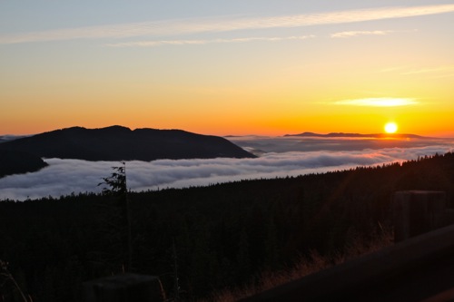 Capturing the sunset as we leave Timberline Lodge at Mt. Hood