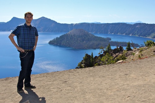 Standing in front of Wizard Island in Crater Lake National Park
