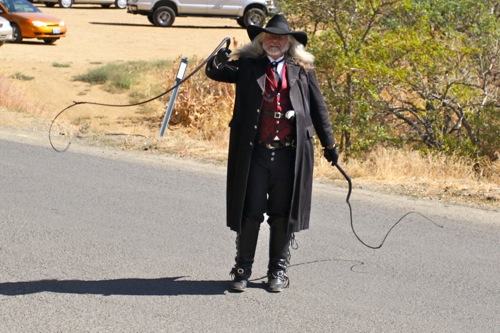 A whip cracker patrolling the streets of Virginia City, NV