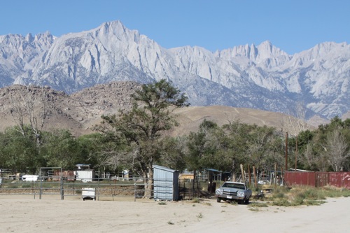 The high peaks of Sierra Nevada, including Mount Whitney (to the right) in California on SR 395
