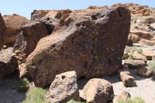 Petroglyphs can be found on the rocks at the Hole-in-the-Wall area in Mojave National Park.