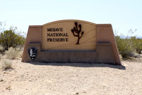 The sign of Mojave National Preserve beckons us to the final destination of our trip.