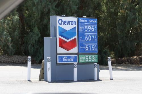 Visitors low on fuel will be gouged for filling up inside Death Valley National Park. This station is located at Furnace Creek Ranch.
