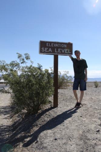 There are many "Sea Level" signs marked throughout Death Valley National Park, this one being in Stovepipe Wells.