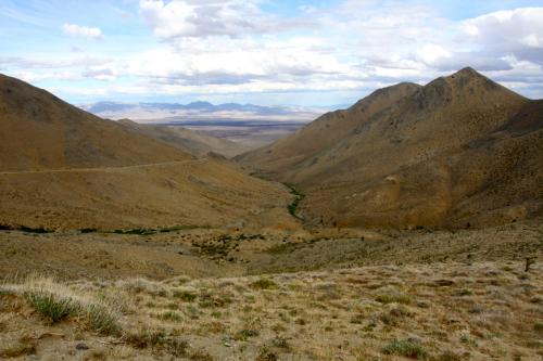 This is looking back to the valley on road J41, which ascends from Hwy 395 into the Sierras to the community of Kennedy Meadows.