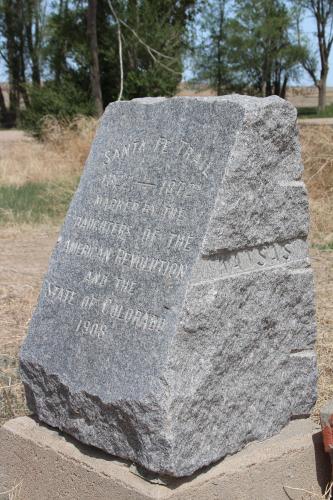 The Kansas side of the CO/KS border marker along the Santa Fe Trail