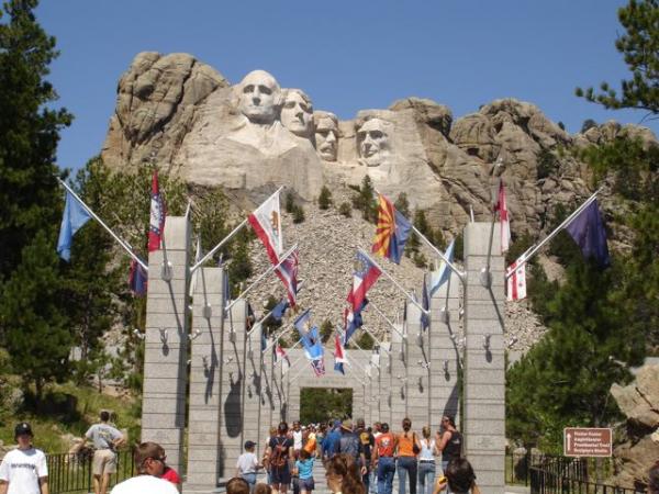 A busy time during the Sturgis motorcycle event. Everyone came to see Mount Rushmore near Keystone, SD