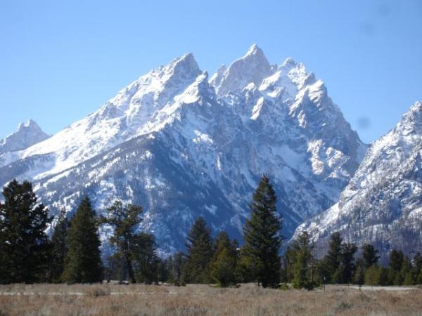 A shot of the Grand Teton mountains. Glad we came this time of year for the snow scenery