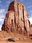 Size comparison between our rental and one of the rock formations in Monument Valley, AZ