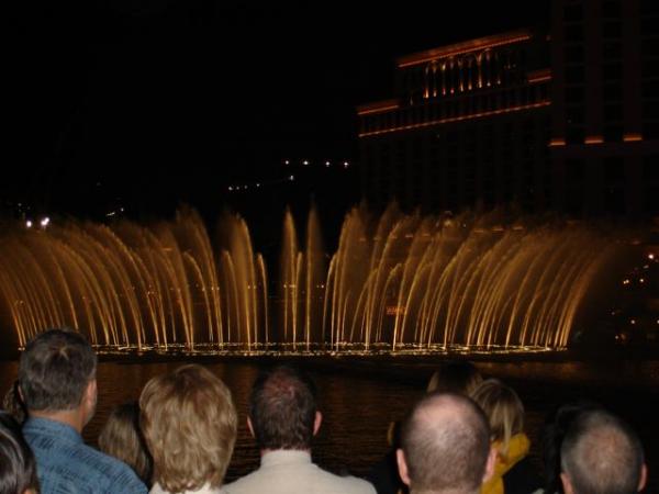One of the famous Fountains of Bellagio water shows in Las Vegas, NV