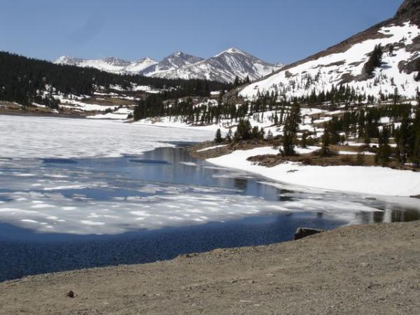 A winter shot of Tioga Lake, on the way up through Tioga Pass to Yosemite National Park, CA