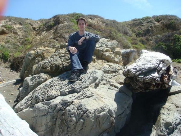 We found some huge driftwood on the beaches of Cambria, CA, so I decided I better get in the pose.