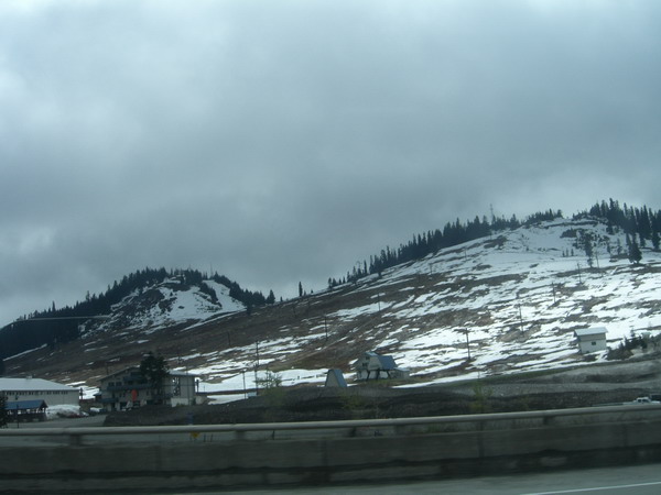 We did take the interstate, I-90, on the way to Spokane.  Even on June 12th, there was still a bit of snow at the Snoqualmie Pass ski area.