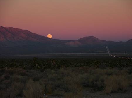 Moonrise near I-15 in California