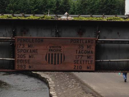 Railway sign at Multonomah Falls