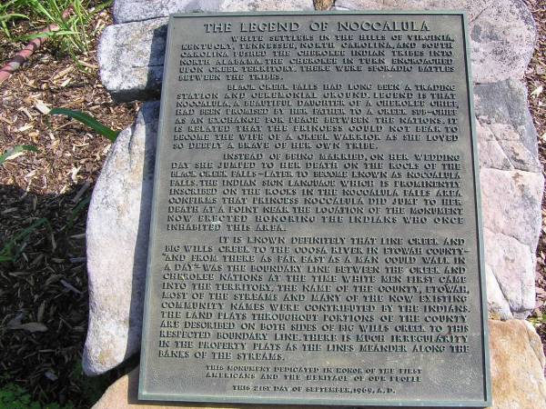 Noccalula Falls Information Sign