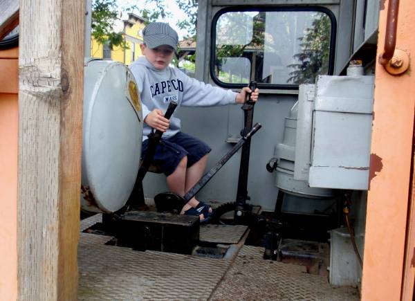 A train enthusiast at the controls