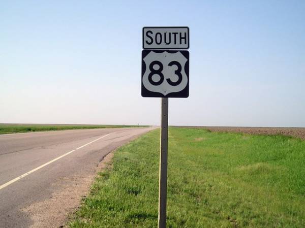 Southbound US Highway 83 in Kansas
