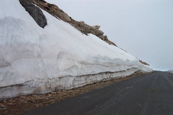 Snow banks along the road