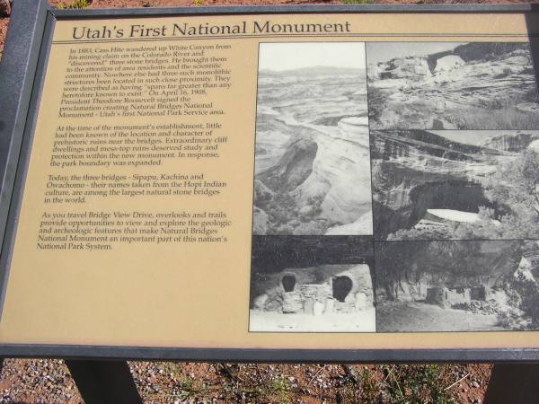Natural Bridges NM Information Sign
