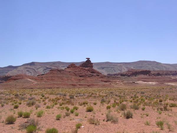 Distant view of Mexican Hat Rock