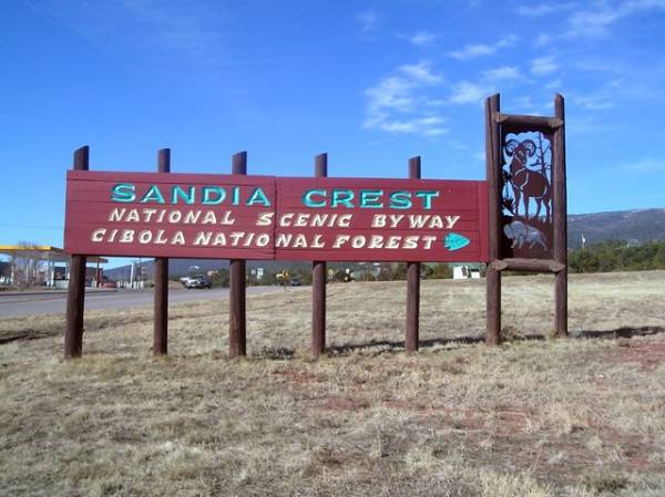 Sign For the Sandia Crest Byway in New Mexico