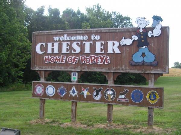 Welcom to Chester, Illinois, Sign