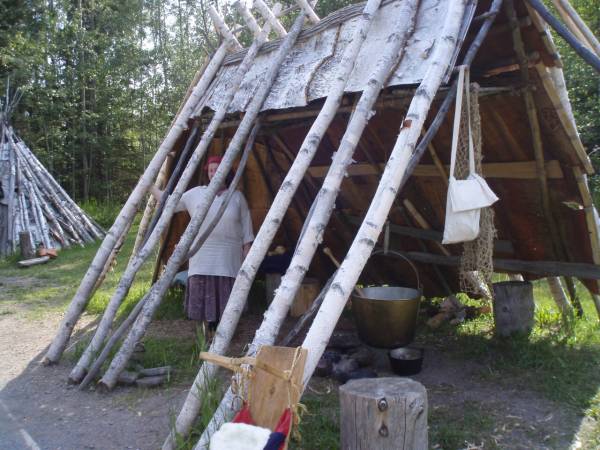 Ojibwe Shelter Under Construction