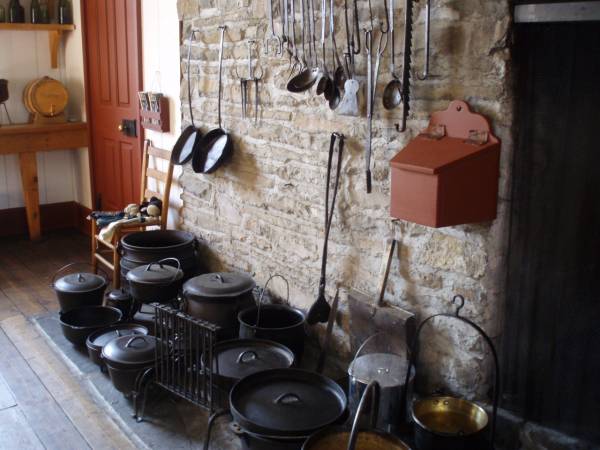 Fireplace and Utensils in Kitchen