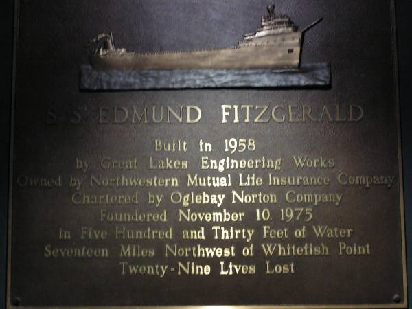 Edmund Fitzgerald Exhibit Inside the Shipwreck Museum