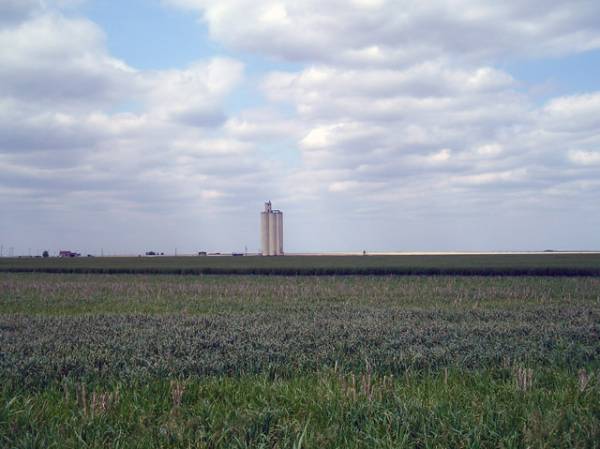 Grain Elevator in the Distance in Oklahoma