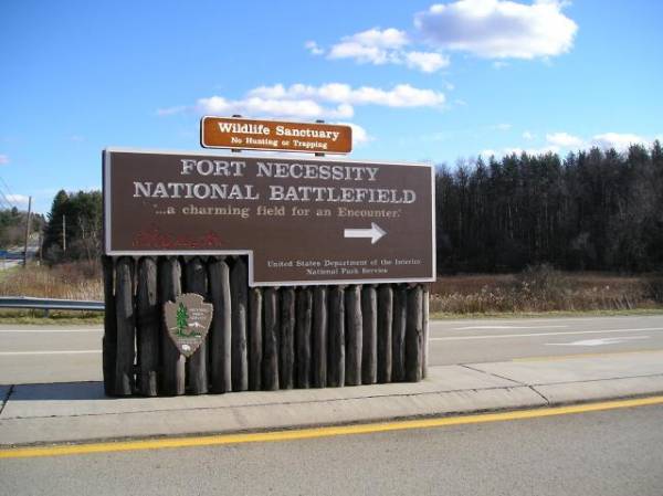 Fort Necessity National Battlefield Sign in Pennsylvania