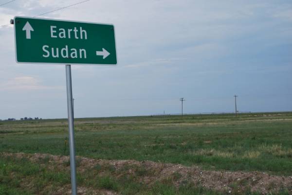 Earth and Sudan Road Sign in Texas