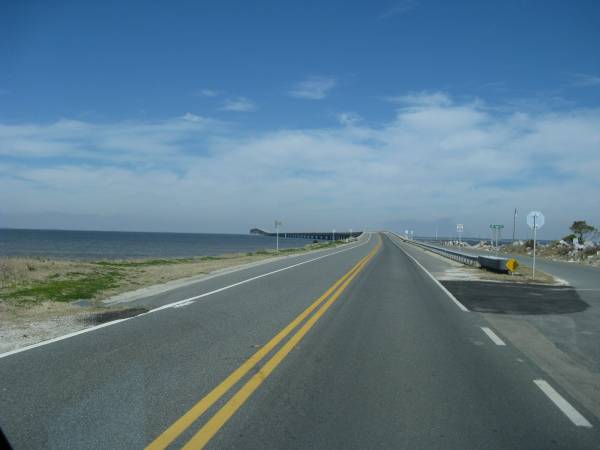 A long bridge takes the traveler to and from St. George Island